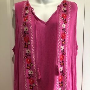 pink embroidered tank top
